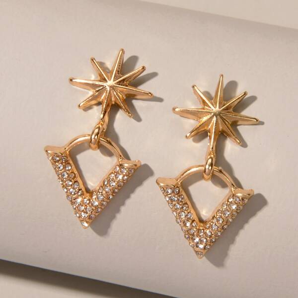 

Rhinestone Star Earrings, Gold
