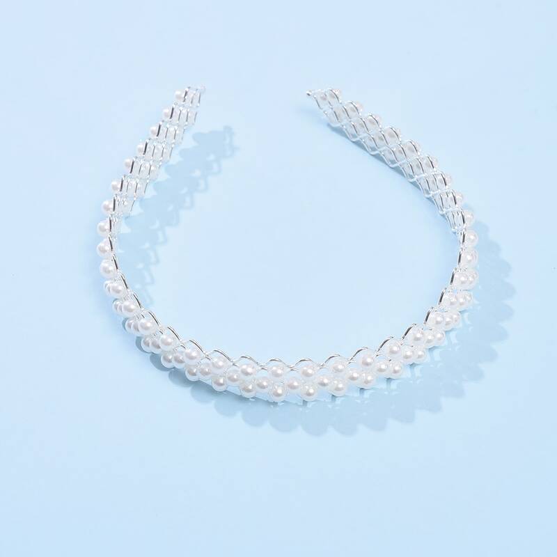 

Faux Pearl Decor Hair Hoop, White