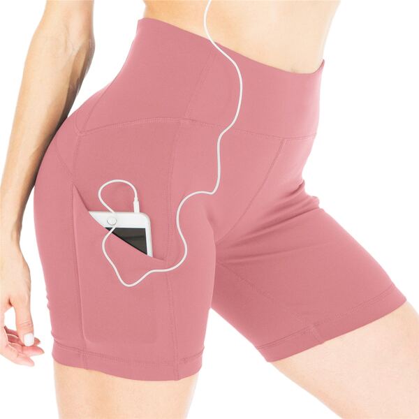 

Queenieke Wide Waistband Biker Shorts With Phone Pocket, Pink