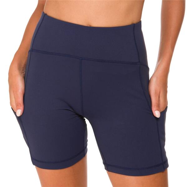 

Wide Waistband Biker Shorts With Phone Pocket, Navy blue
