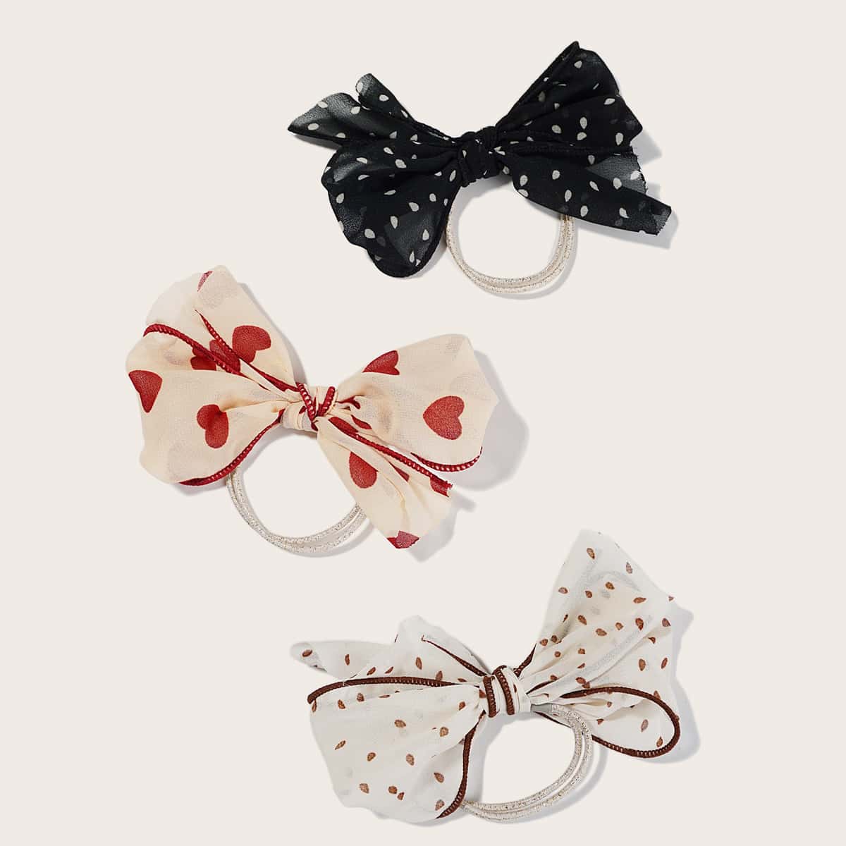 

3pcs Heart Pattern Hair Tie, Multicolor