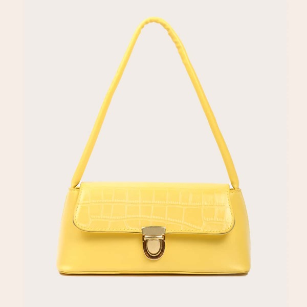 

Push Lock Flap Shoulder Bag, Yellow
