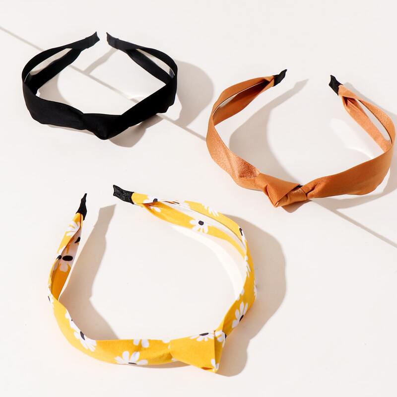 

3pcs Flower Pattern Hair Hoop, Multicolor