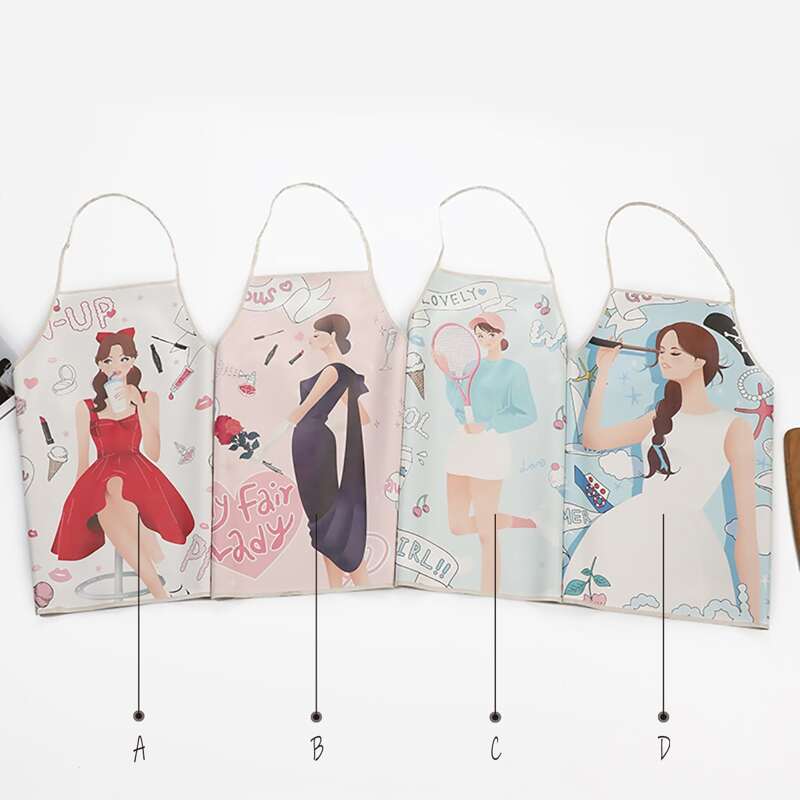 

1pc Girl Print PU Apron, Multicolor