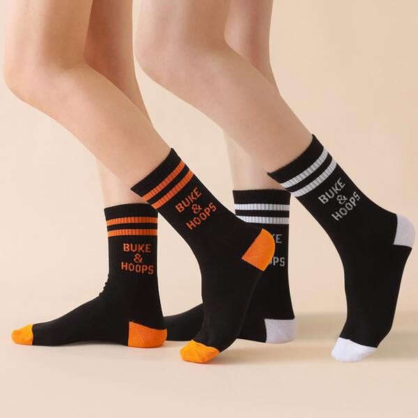 

2pairs Слоган Графические Носки, Чёрный