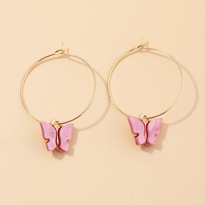 

Butterfly Drop Earrings, Purple