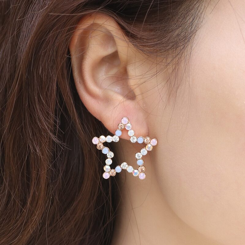 

Rhinestone Star Earrings, Multicolor