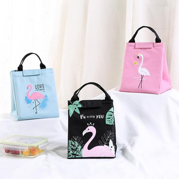 

1pc Flamingo Print Lunch Bag, Multicolor