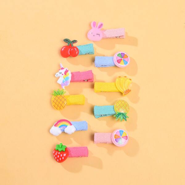 

10pcs Toddler Girls Fruit Decor Hair Clip, Multicolor