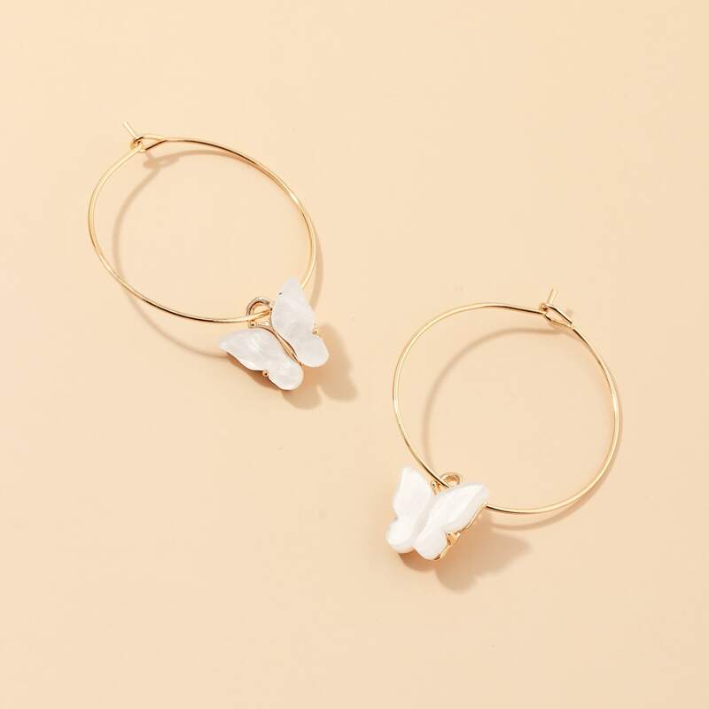 

Butterfly Drop Earrings, Gold