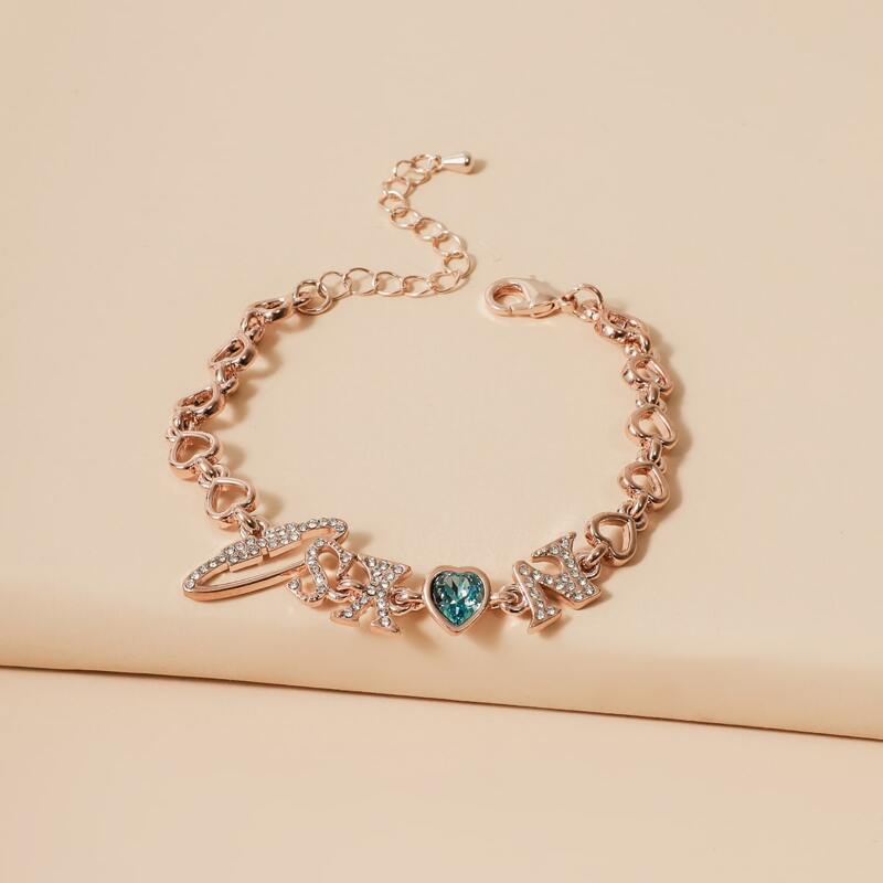 

Rhinestone Letter Bracelet, Gold