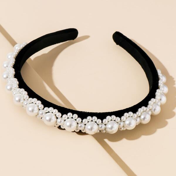 

Faux Pearl Decor Hair Hoop, White
