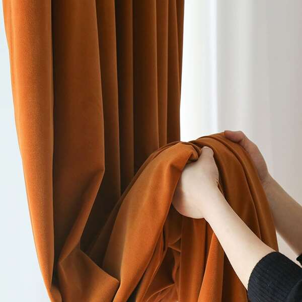 

1pc Solid Blackout Curtain, Brown