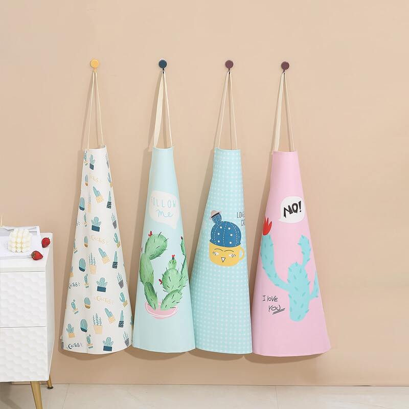 

1pc Cactus Print PU Apron, Multicolor