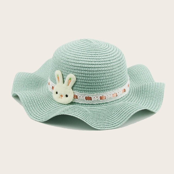 

Toddler Girls Rabbit Decor Straw Hat, Green