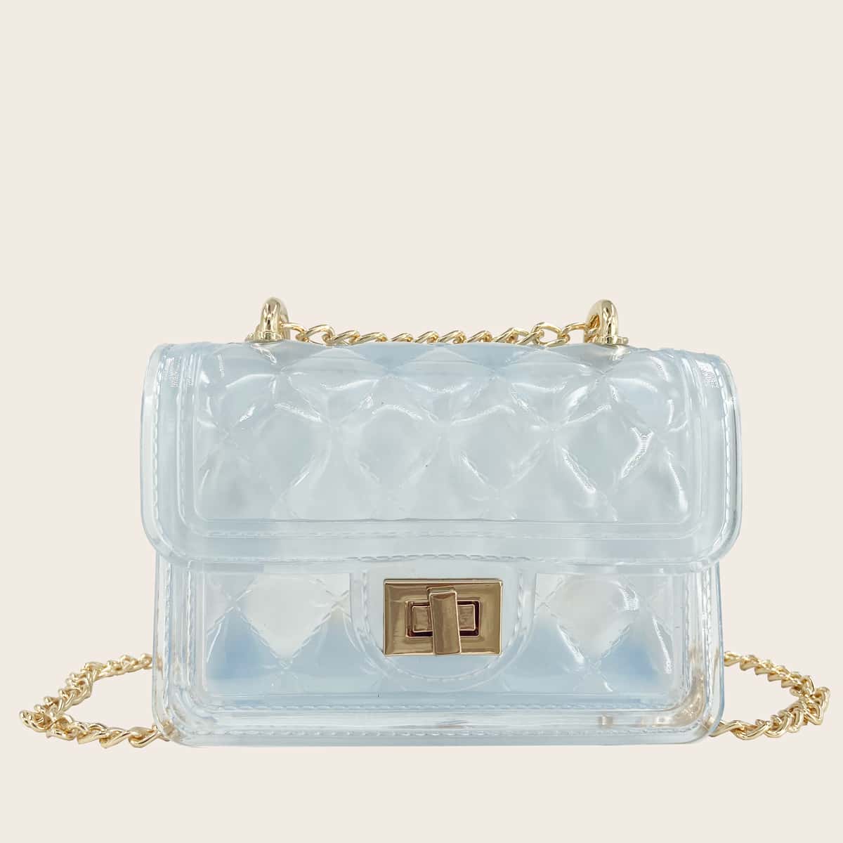 

Mini Twist Lock Quilted Chain Bag, Blue
