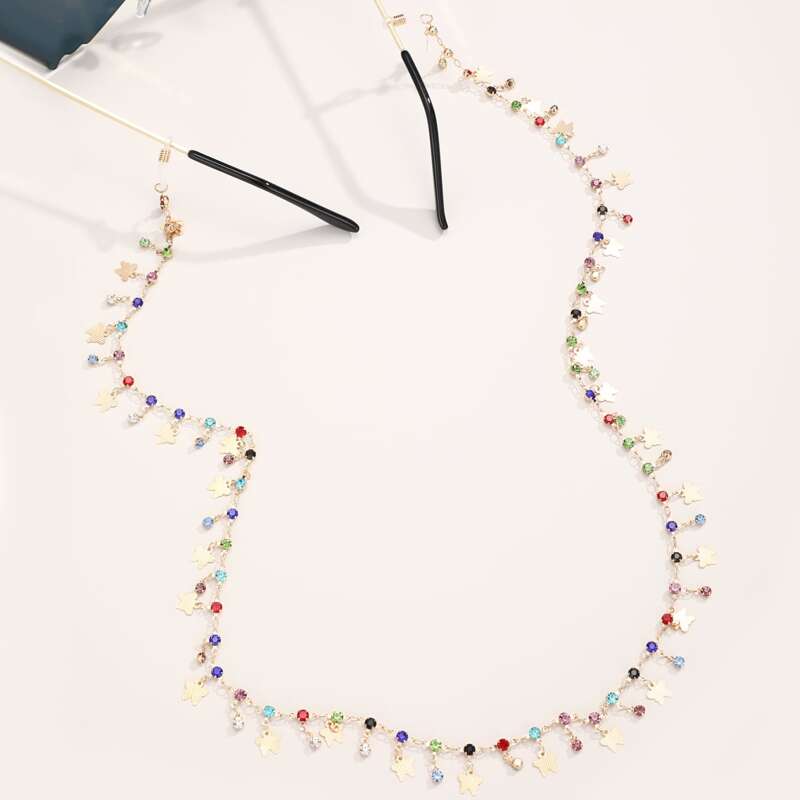 

Rhinestone Engraved Glasses Chain, Gold
