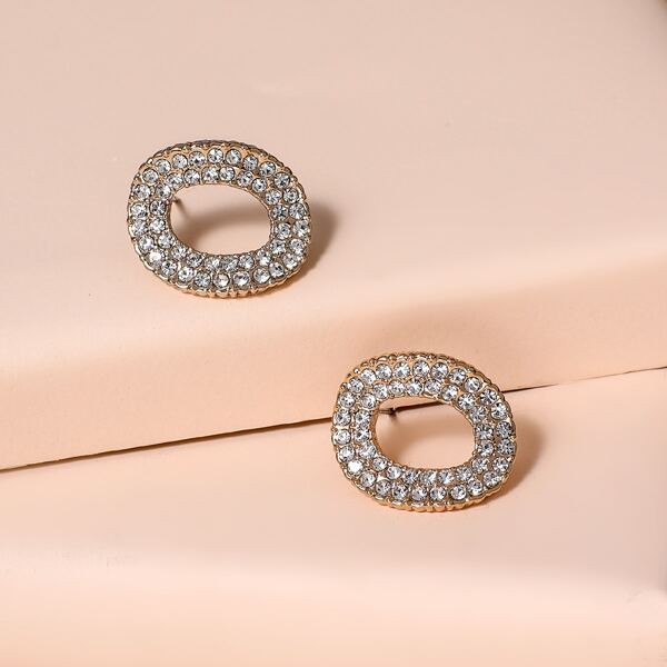 

Rhinestone Stud Earrings, Silver