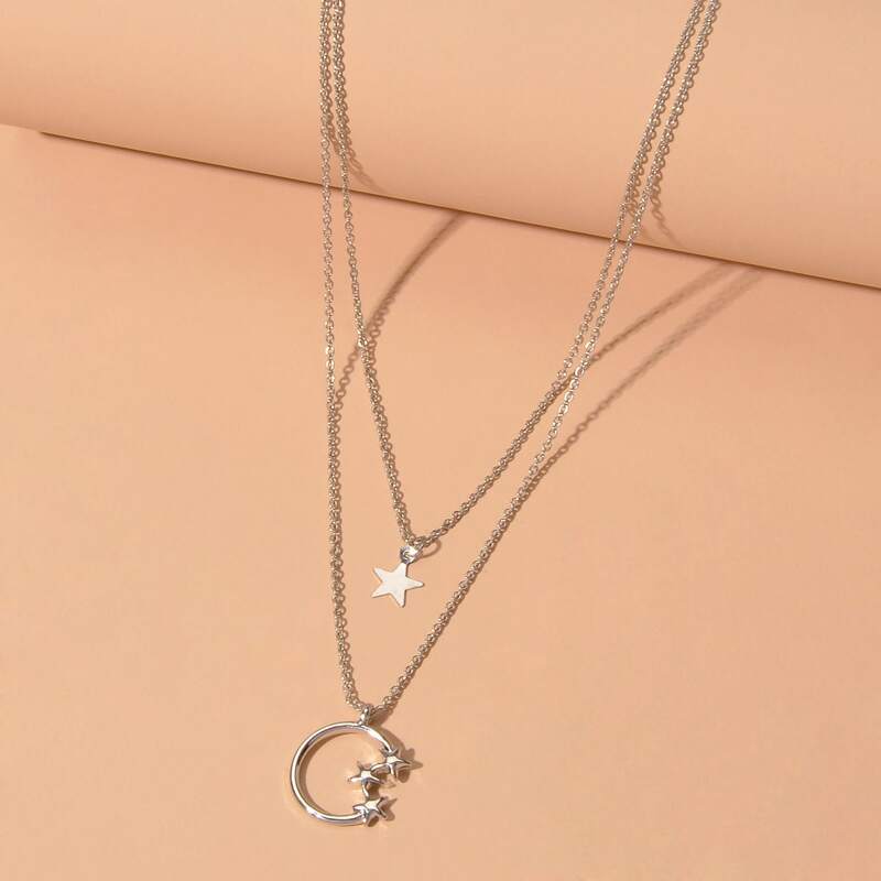 

Star Layered Necklace, Silver