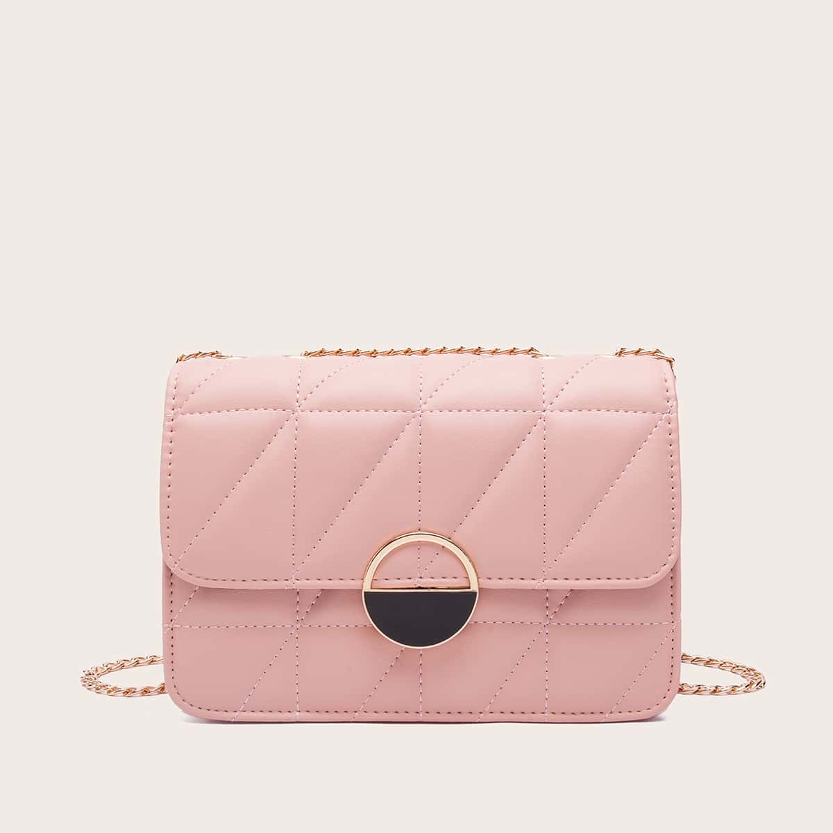 

Stitch Detail Chain Crossbody Bag, Pink