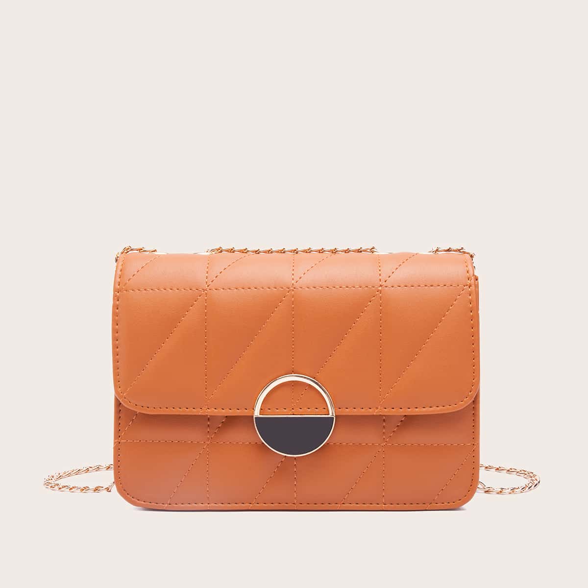 

Stitch Detail Chain Crossbody Bag, Orange