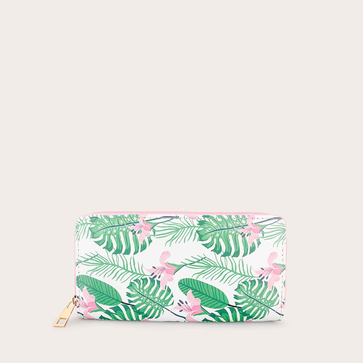 

Tropical Leaf Print Purse, Green