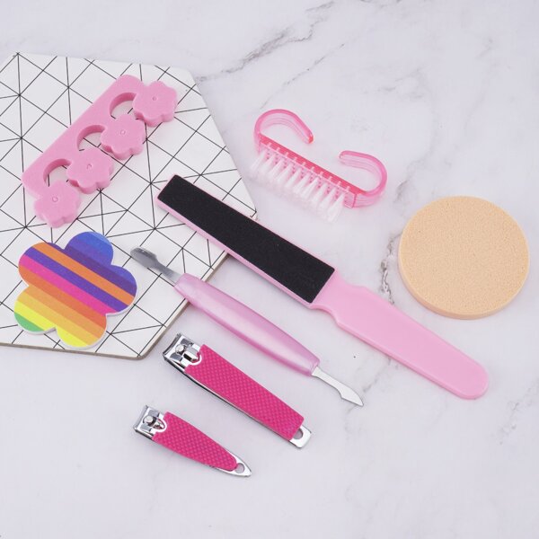 

8pcs Manicure Tool Set, Pink