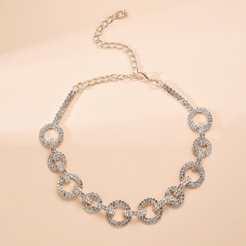 

Rhinestone Charm Necklace, Silver