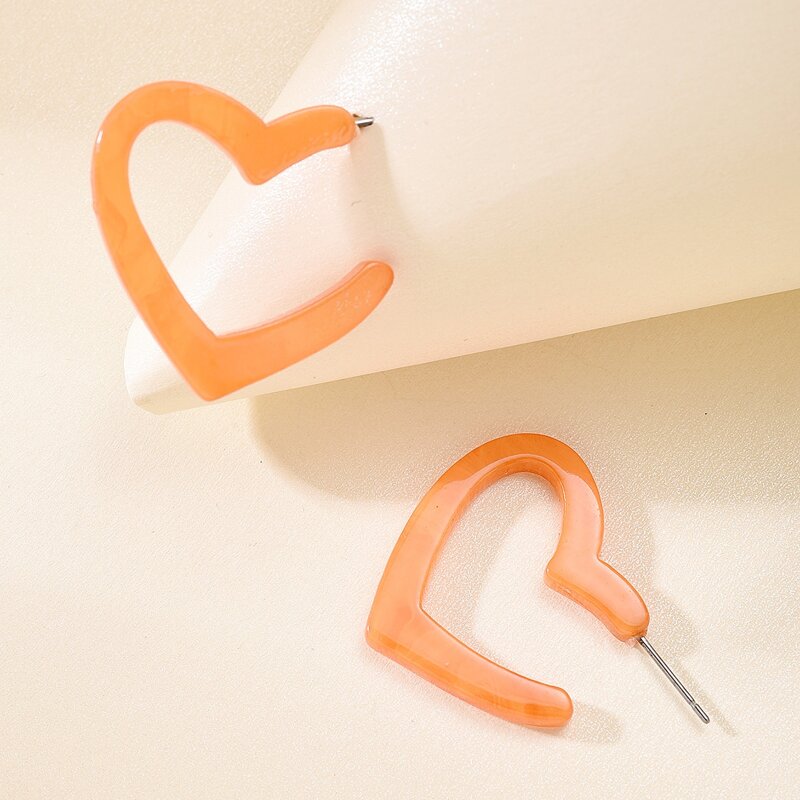 

Heart Cuff Hoop Earrings, Orange