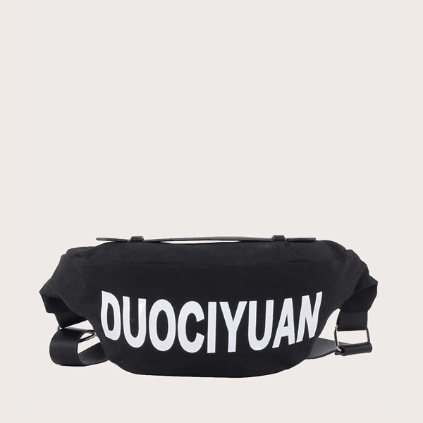 

Men Letter Graphic Fanny Pack, Чёрный