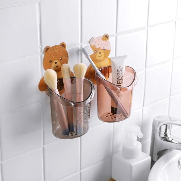 

1pc Bear Design Bathroom Storage Rack, Multicolor