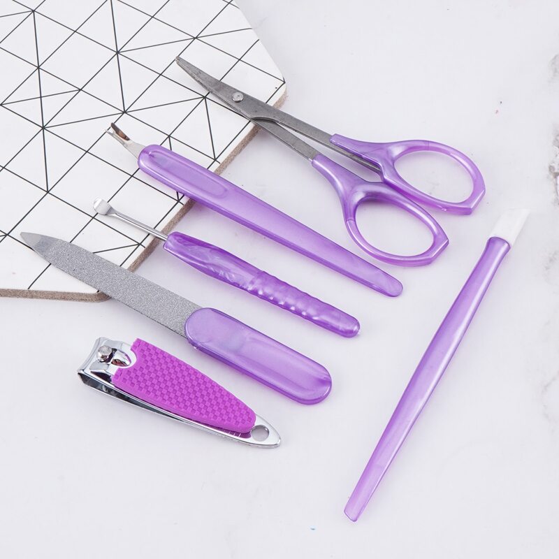 

6pcs Manicure Tool Set, Purple