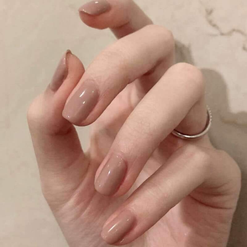 

24pcs Fake Nails & Double Sided Tape, Beige
