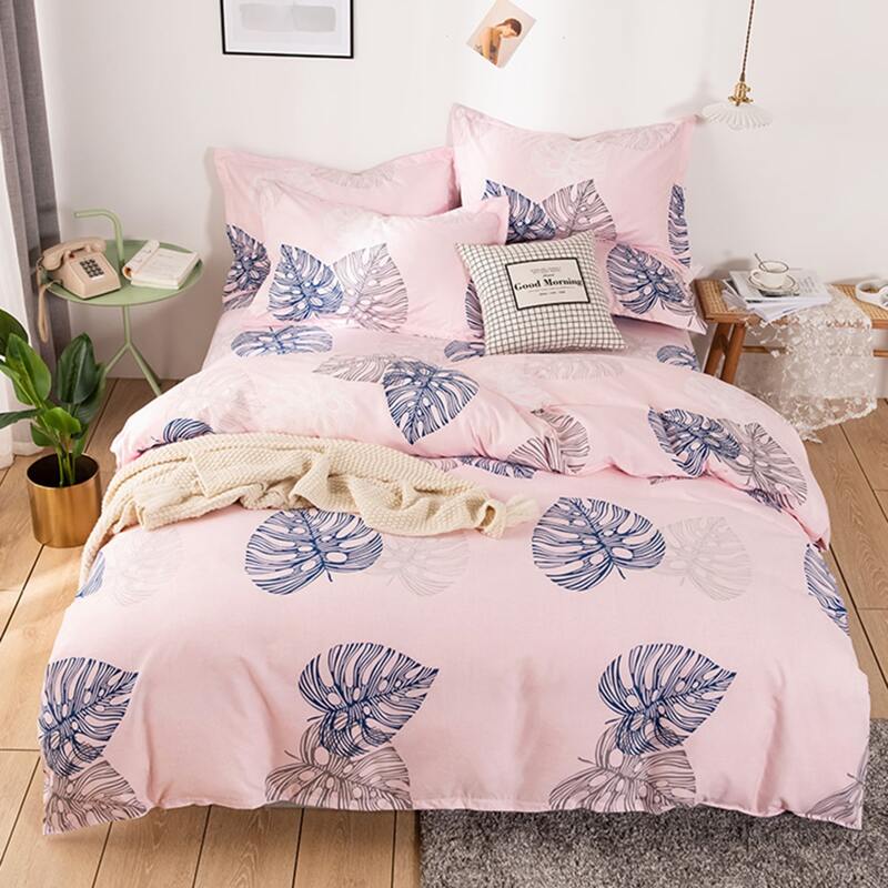 

Leaf Print Bedding Sets Without Filler, Pink