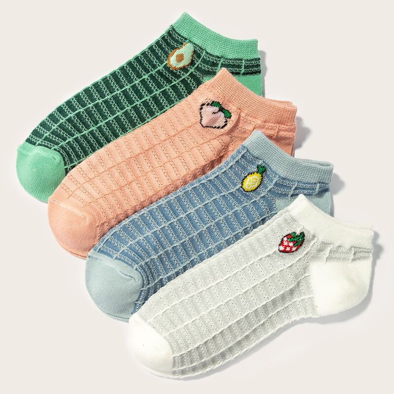 

4pairs Fruit Pattern Socks, Multicolor