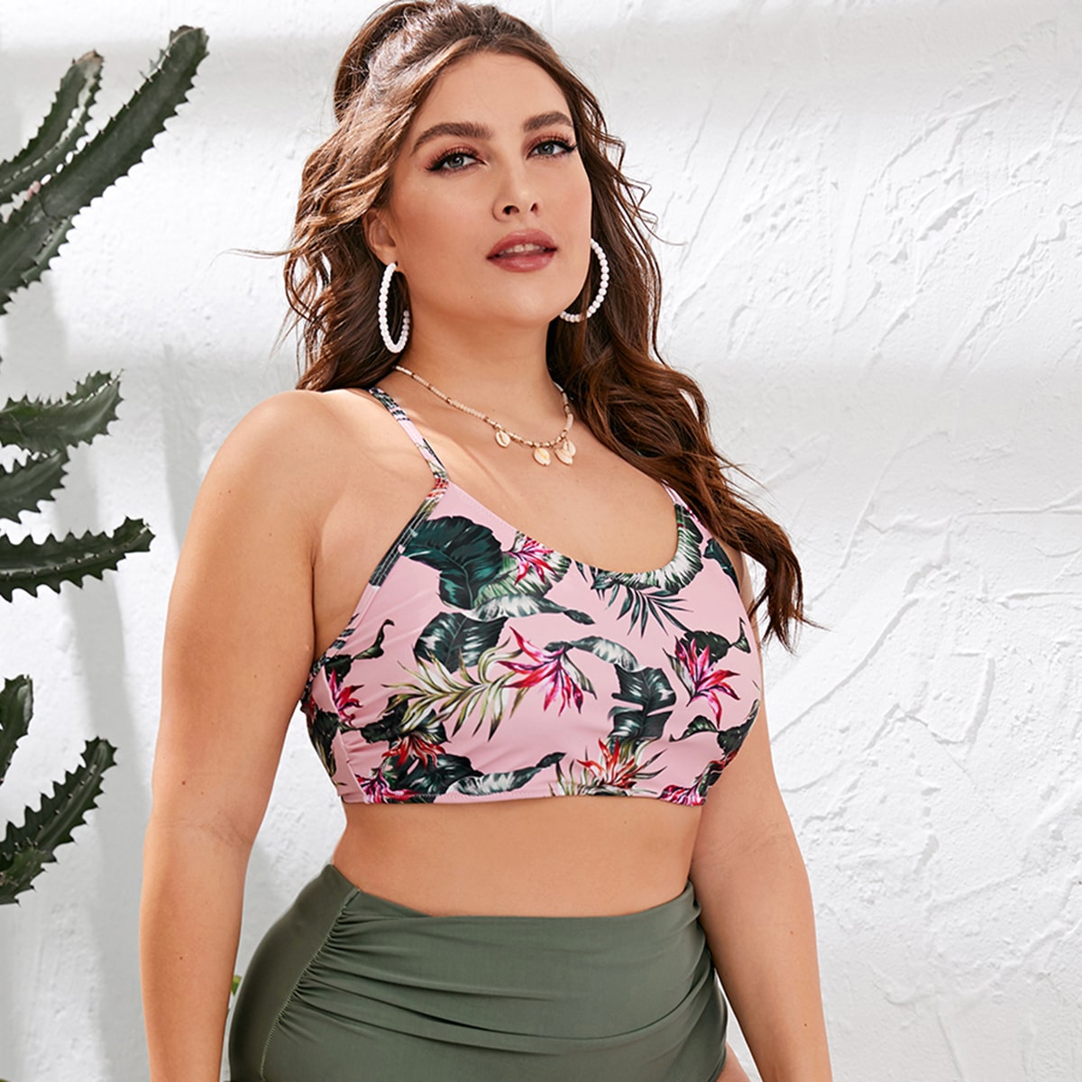 Plus Tropical Print Bikini Top thumbnail