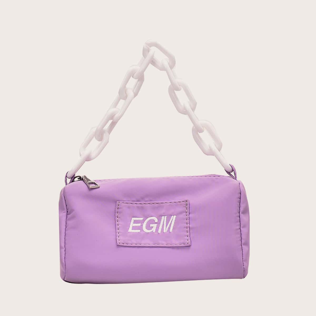 

Chain Handle Satchel Bag, Purple