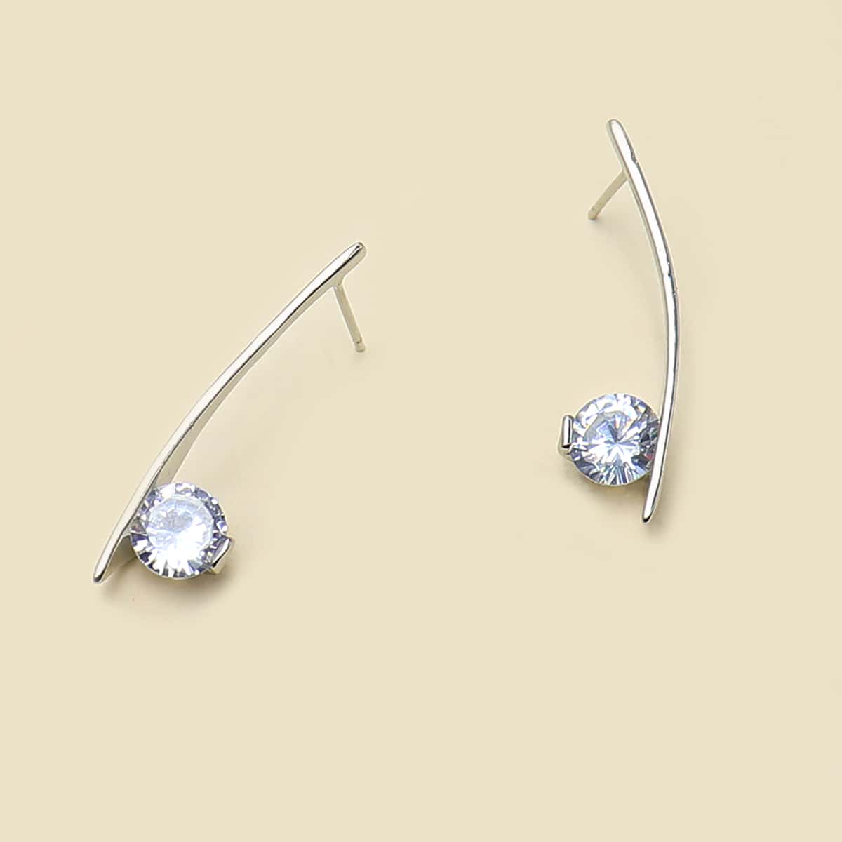 

Rhinestone Stud Earrings, Silver