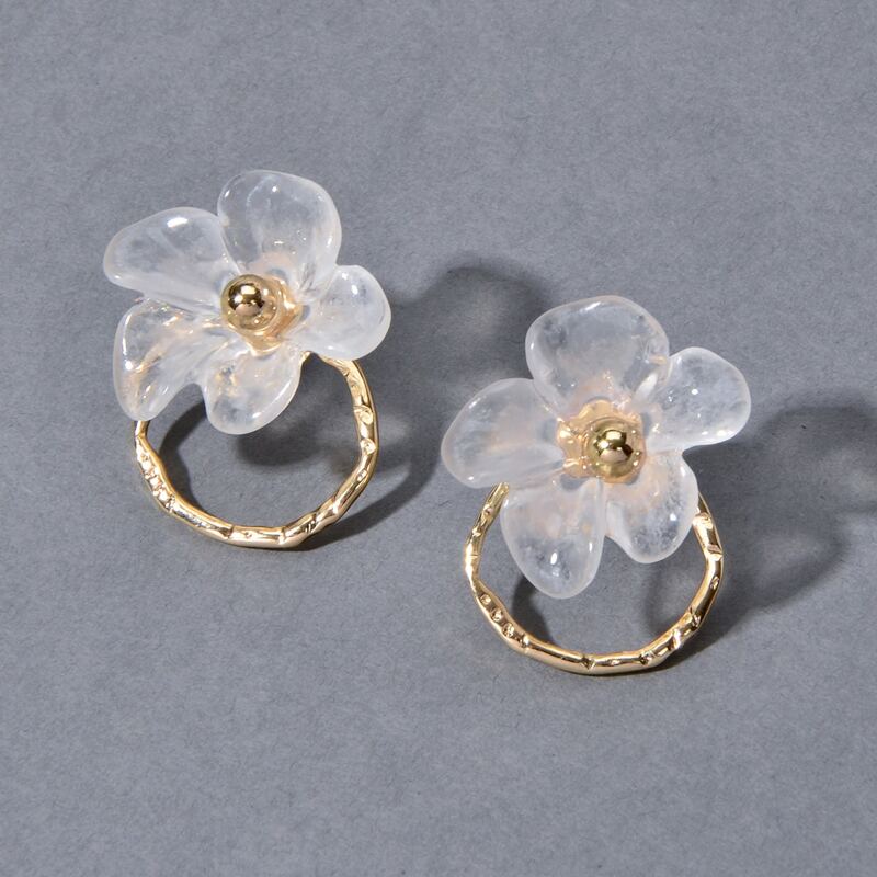

Flower Decor Earrings, Gold