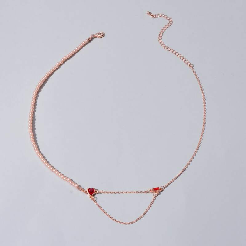

Rhinestone Engraved Necklace, Pink