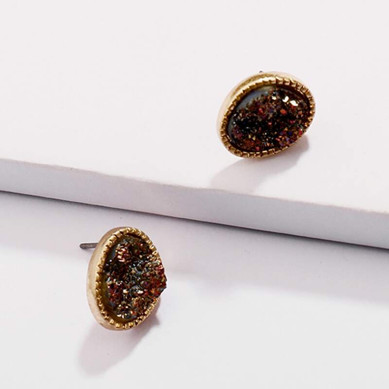 

Round Stud Earrings, Multicolor