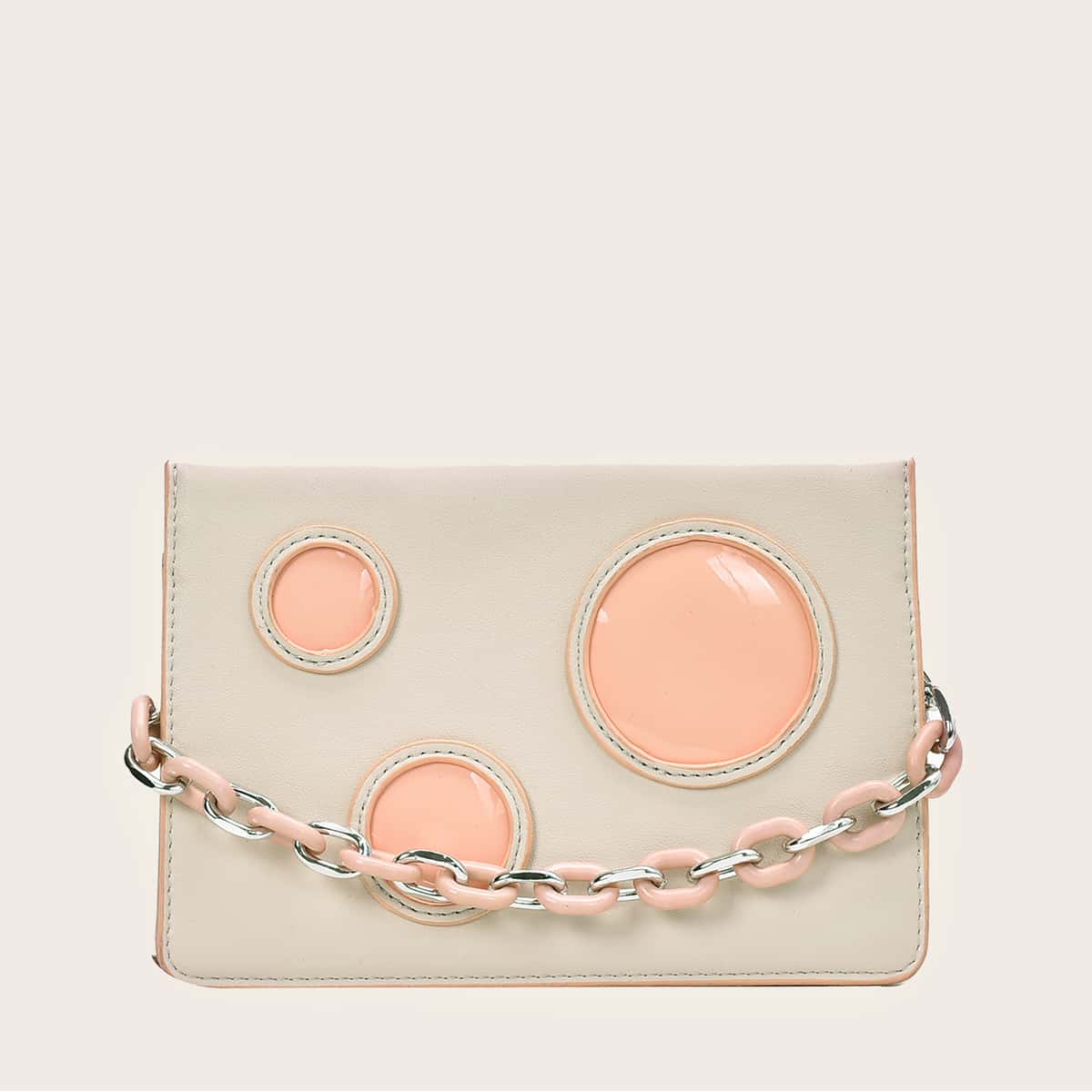 

Chain Handle Satchel Bag, Beige