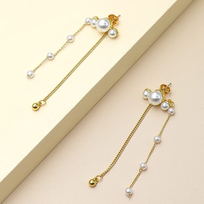 

Faux Pearl Chain Earrings, Multicolor