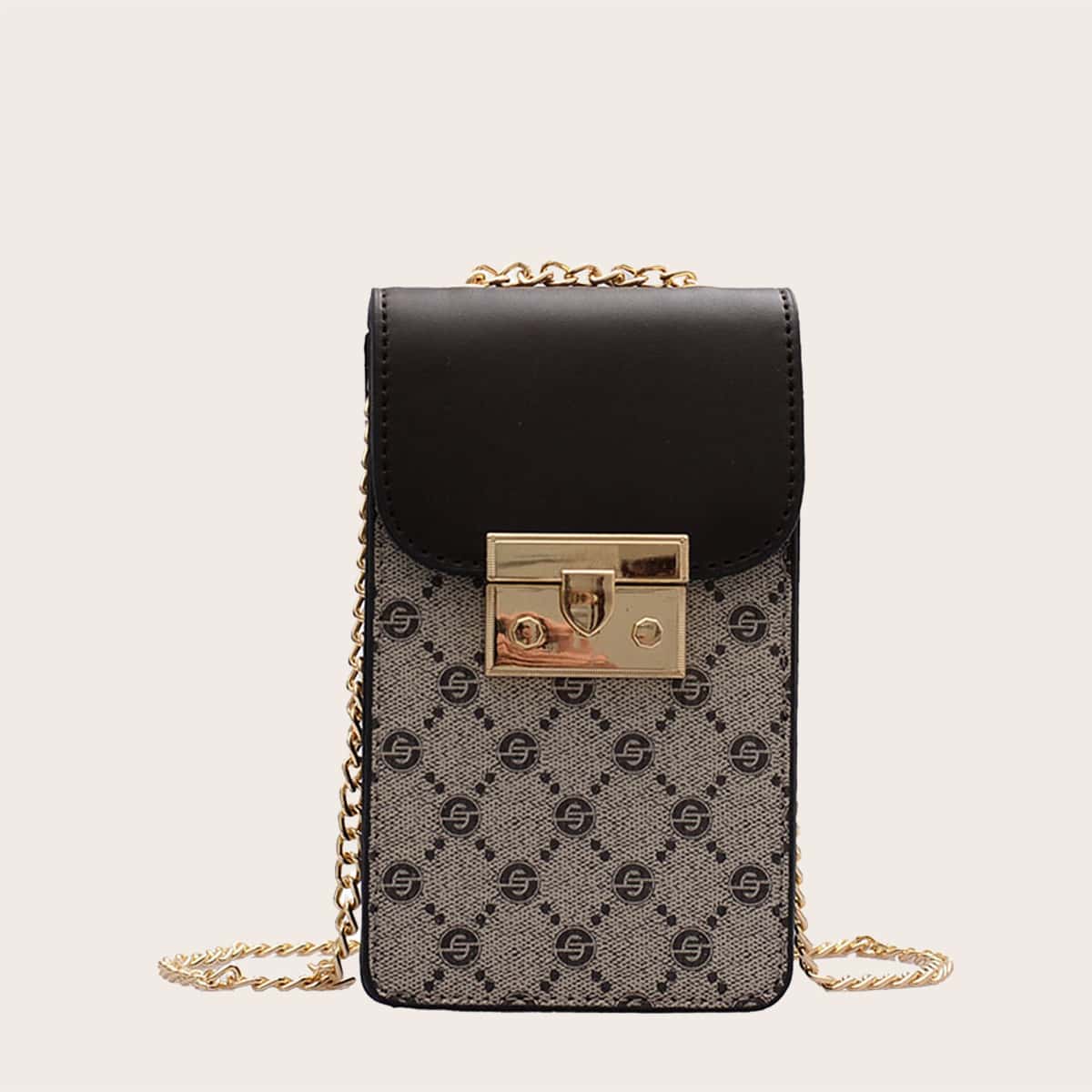 

Metal Lock Flap Crossbody Bag, Multicolor