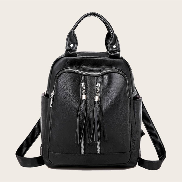 

Кисточка Charm Zip Front Рюкзак, Чёрный