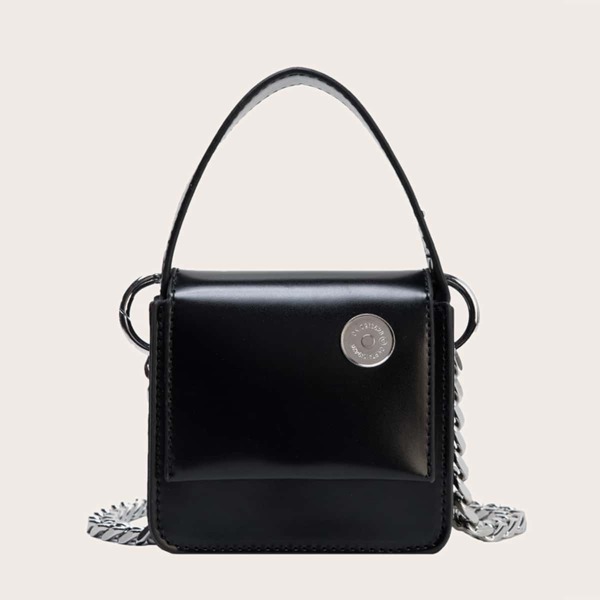 

Girls Minimalist Satchel Bag, Black