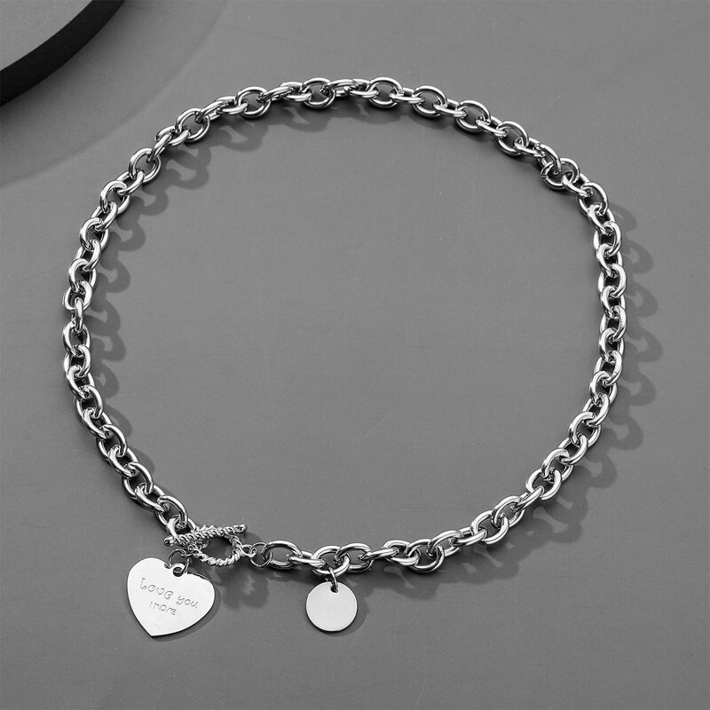 

Guys Heart Chain Necklace, Silver