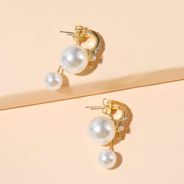 

Faux Pearl Decor Drop Earrings, White