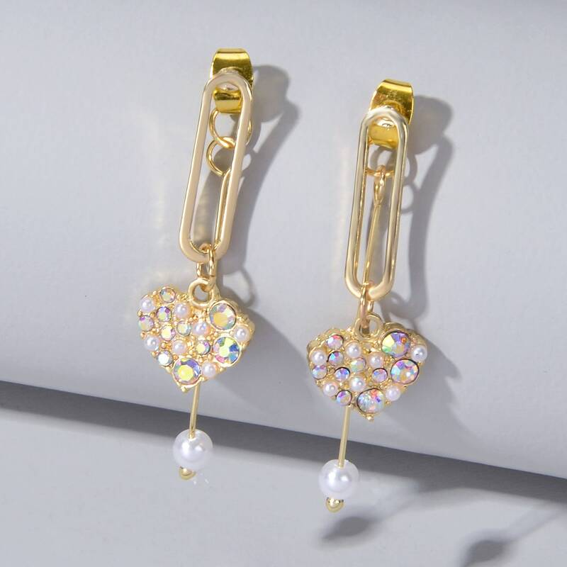 

Heart Charm Drop Earrings, Gold