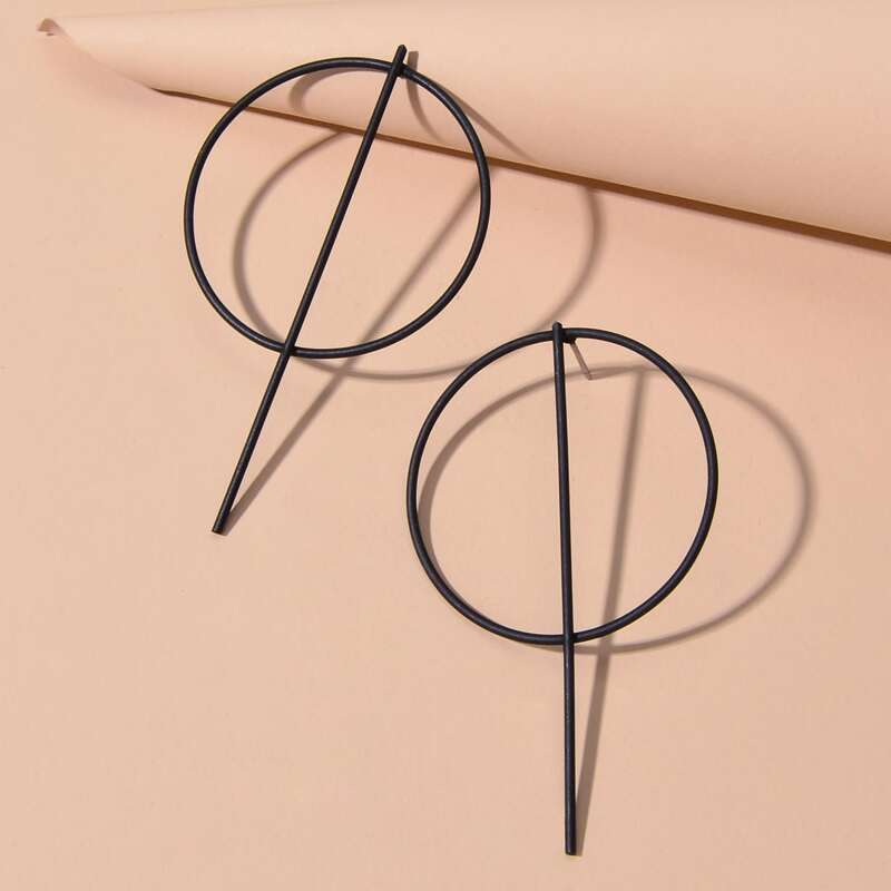 

Simple Solid Drop Earrings, Black